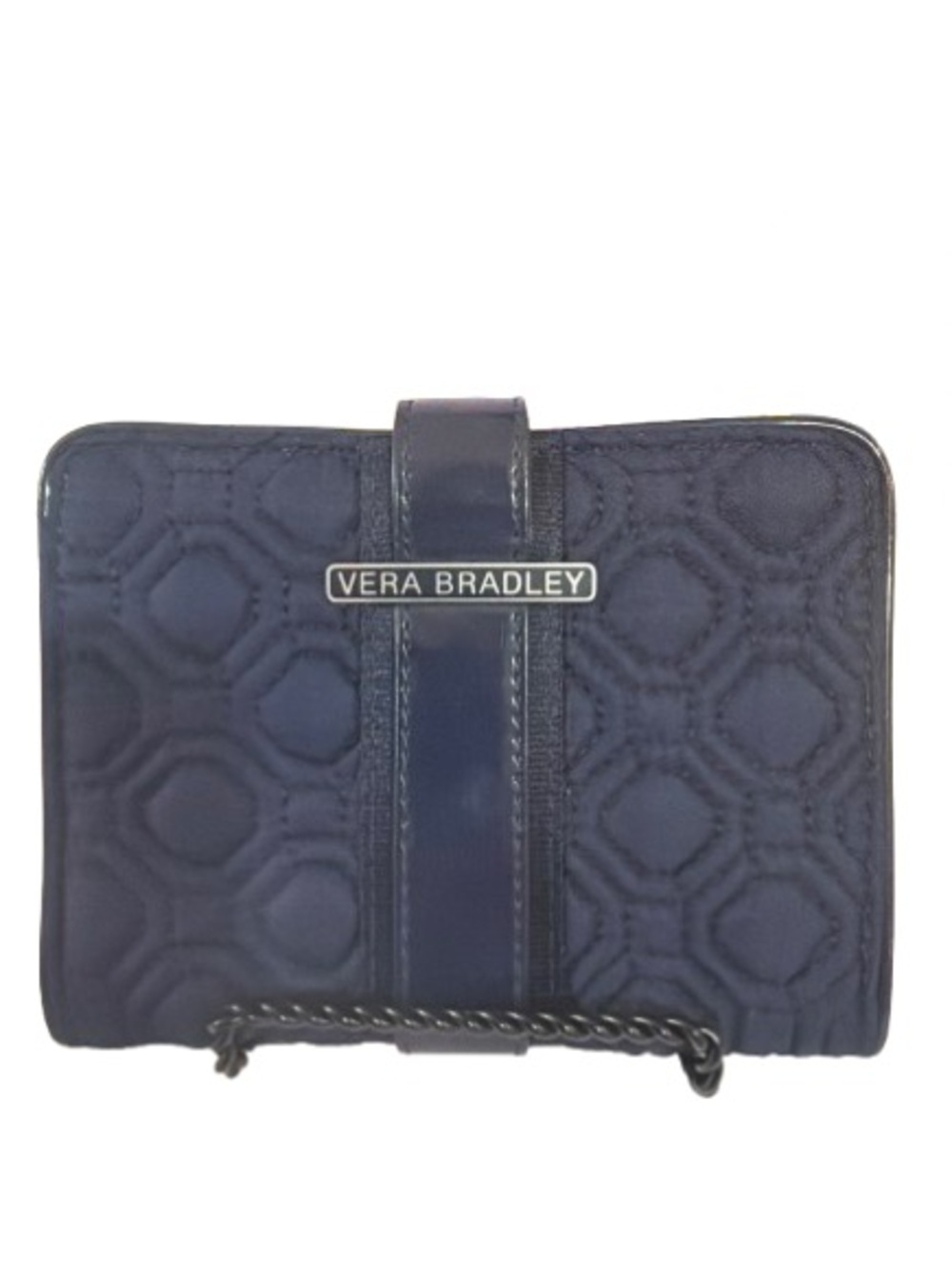 Vera Bradley Classic Navy Blue Quilted Organizer Bifold Wallet Striped lining